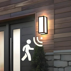 Applique LED da esterno rettangolare con sensore radar di movimento IP65 in metallo nero