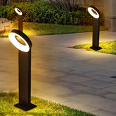 Paletto LED da giardino minimal con testa ad anello inclinata