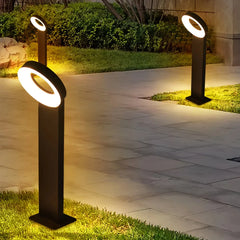 Paletto LED da giardino minimal con testa ad anello inclinata
