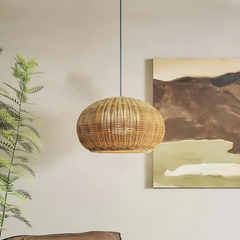Lampada a sospensione da esterno a LED boho effetto rattan a lanterna per terrazza