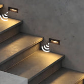 Segnapasso LED da incasso rettangolare per scale esterne con sensore di movimento