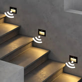 Applique da esterno a incasso con sensore di movimento LED in metallo rettangolare minimalista