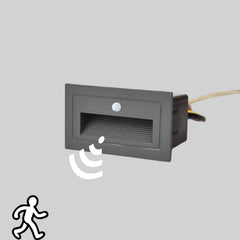 Applique da esterno a incasso con sensore di movimento LED in metallo rettangolare minimalista