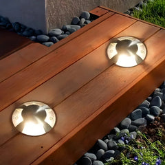Segnapasso LED calpestabile in acciaio inox moderno a effetto luminoso per terrazzo