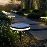 Lampada per esterni da giardino solare a LED nera rotonda minimal