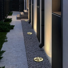 Segnapasso LED esterno calpestabile rotondo da incasso in acciaio inox nero a luce decorativa