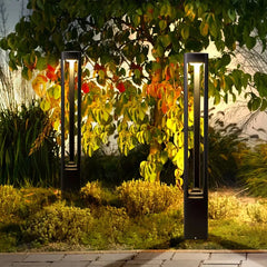 Paletto LED da giardino moderno nero a 3 montanti con struttura aperta