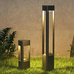 Paletto LED da giardino moderno nero a 3 montanti con struttura aperta