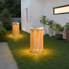 Lanterna da pavimento a LED solare in stile naturale effetto corda per giardino