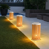 Lanterna da pavimento a LED solare in stile naturale effetto corda per giardino