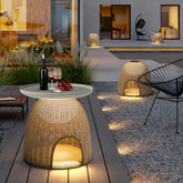 Lanterna da esterno solare a LED in rattan a cupola in stile naturale per terrazzo