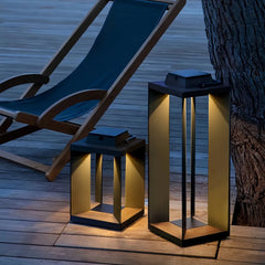 Lanterna da esterno solare LED portatile rettangolare con struttura aperta per terrazzo
