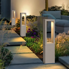 Paletto luminoso da giardino in cemento LED rettangolare a telaio aperto design moderno
