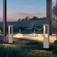 Paletto luminoso da giardino in cemento LED rettangolare a telaio aperto design moderno