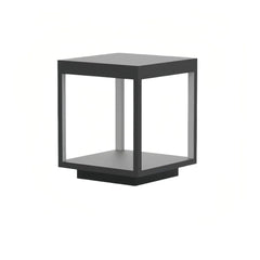 Lampada da pilastro LED solare nera a telaio cubico per giardino dal design minimal