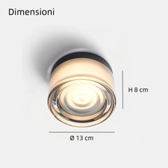 Plafoniera da esterno rotonda in vetro ondulato per portico dal design moderno