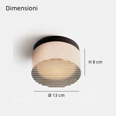Plafoniera da esterno rotonda in vetro scanalato per ingresso dal design moderno