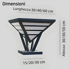 Lampada per pilastri cancello solare LED in metallo nero a cono stile moderno