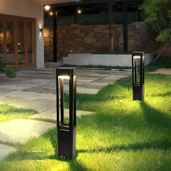 Paletto LED da giardino dal design moderno a profilo geometrico nero