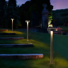 Paletto luminoso da giardino LED stile minimal nero con testa a disco