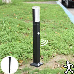 Paletto da giardino LED con sensore di movimento nero minimalista a colonna