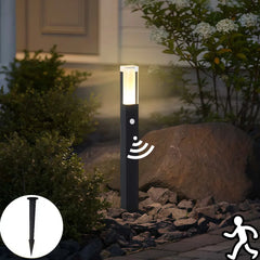 Paletto da giardino LED con sensore di movimento nero minimalista a colonna