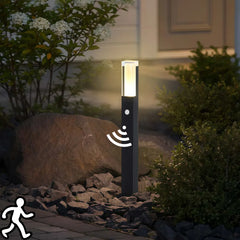 Paletto da giardino LED con sensore di movimento nero minimalista a colonna