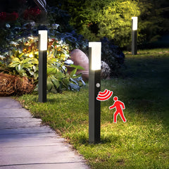 Paletto da giardino LED con sensore di movimento nero minimalista a colonna