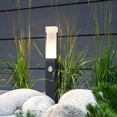 Paletto da giardino LED con sensore di movimento nero minimalista a colonna