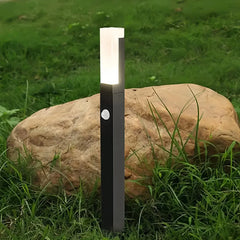 Paletto da giardino LED con sensore di movimento nero minimalista a colonna