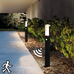 Paletto da giardino LED con sensore di movimento nero minimalista a colonna