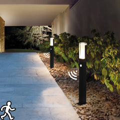 Paletto da giardino LED con sensore di movimento nero minimalista a colonna