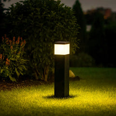 Paletto luminoso da giardino a colonna quadrata minimalista nero a LED altezza 60 cm