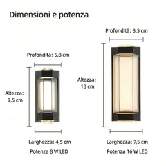 Applique da esterno a doppia emissione LED rettangolare stile moderno