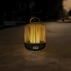 Lanterna da pavimento in bambù stile boho LED per terrazzo