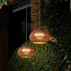 Lampada a sospensione da esterno a LED boho effetto rattan a lanterna per terrazza