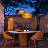 Lampada a sospensione per esterno effetto rattan boho a lanterna per gazebo