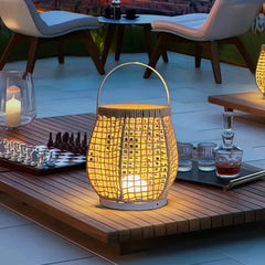 Lanterna da tavolo per esterno a LED portatile in corda boho