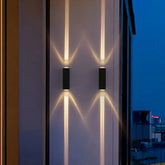 Applique da esterno doppio fascio luminoso LED rettangolare nero per balcone minimal