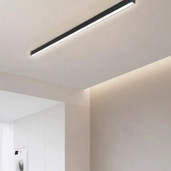 Plafoniera a soffitto lunga LED stile minimal dimmerabile nera per soggiorno