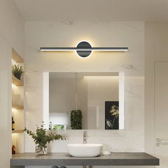 Applique specchio da bagno nero lineare LED dimmerabile IP44 minimalista