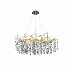 Lampadario con pendenti in cristallo oro stile lusso moderno per soggiorno