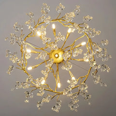 Lampadario con pendenti in cristallo oro stile lusso moderno per soggiorno