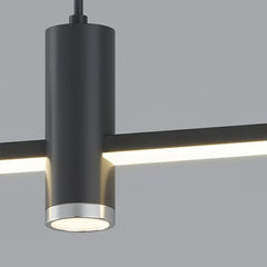 Lampada lineare a sospensione minimal per isola cucina con LED dimmerabile e doppia luce spot