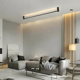 Plafoniera LED lineare da soffitto orientabile in metallo nero per soggiorno