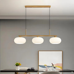 Lampadario moderno dimmerabile a 3 luci in vetro sferico per sala da pranzo