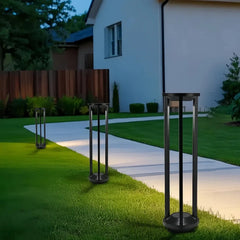 Lampioncino solare LED da giardino design minimal con struttura cilindrica nero opaco