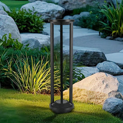 Lampioncino solare LED da giardino design minimal con struttura cilindrica nero opaco