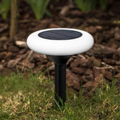 Lampada solare da giardino con picchetto a disco LED RGB in stile minimal
