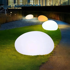 Lampada sasso bianca da giardino LED dimmerabile con pannello solare esterno